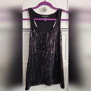 INC International Concepts Black Sequin Top Size S